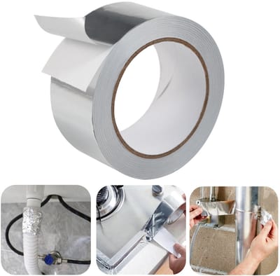 1 Rol Tape – Aluminiumfolietape – Oliendige Sticker – Kanaalisolatietape – Gootstenen afdichtstrip – Draadwikkeltape – Zelfklevende afdichtingstape – Waterdicht, Isolerend – Voor leidingen, gootstenen, draden, toiletten (3 cm x 50 m – Zilver)