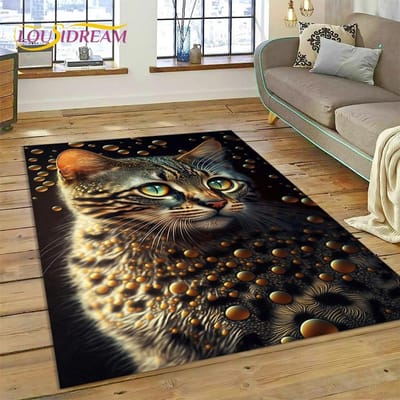 3D Perzische Kat, Schattige Lapjeskat, Ragdoll Cartoon Vloerkleed Tapijt voor Woonkamer Slaapkamer Huisdecoratie, Antislip voor Bank Deurmat Cadeau Kind 60*90cm