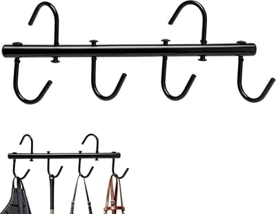 Verwijderbare Muurhouder voor Tuingereedschap met 4 Grote Haken voor Tuin, Keuken en Garage - Sterke Metalen Haken voor Efficiënte Opslag
