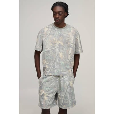 Forest Camo Oversized Boxy T-shirt & Baggy Short Set | Size Small