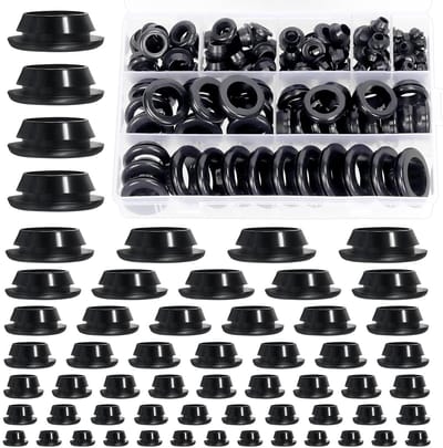 140-delige Zwart Rubber Grommet Assortiment Kit met 8 Maten, Ronde Ringafdichtingen voor Drilgaten, Ideaal voor Bekabeling en Boottoepassingen