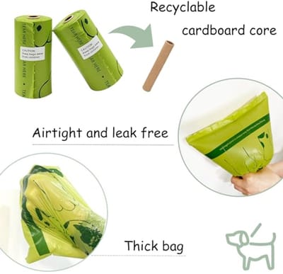 Hondenpoepzakhouder met Groene Poepzakken en Sleutelhanger - Handfree Uitlaten voor Honden