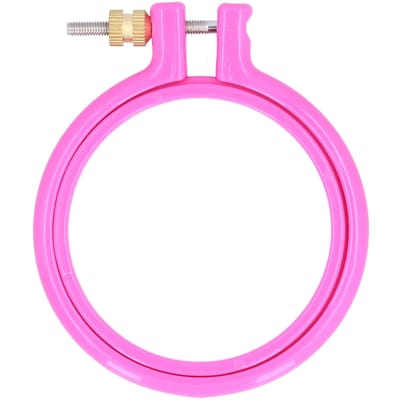 Cercle à Broderie Point de Croix Plastique Coloré Anneau Cerceau pour Couture d'Artisanat DIY 3in 3 Inch pink