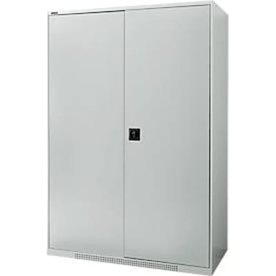 Schäfer Shop Genius dubbeldeurskast FS, staal, met ventilatieopeningen, B 1343 x D 620 x H 1950 mm, 5 OH, lichtgrijs/lichtgrijs, tot 750 kg