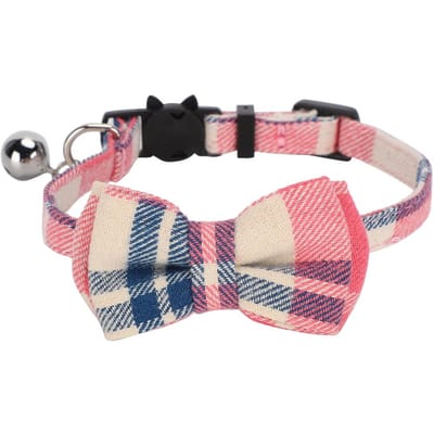 Katten Leuke Strikjes Halsbanden Geruite Strik Zachte Stof Strik met Bel Huisdieren Decoratie BenodigdhedenRood
