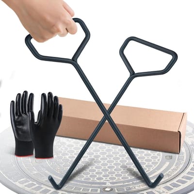 Kanaaldeksellifter - Schachthaken - Afvoeren Openen - Stevige Vijfhoekgreep - 60 cm - Zwart