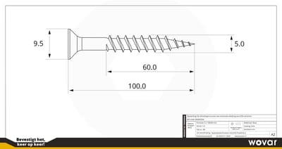Wovar Spaanplaatschroeven Verzinkt 5 x 100 mm Pozidrive Deeldraad | Doos 200 Stuks