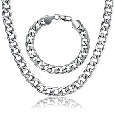Ketting + Armband Set - Cuban Link - Zilver kleurig - 6mm - Kettingen Armbanden Sieraden Set Heren - Papa Cadeau Voor Mannen - Vaderdag
