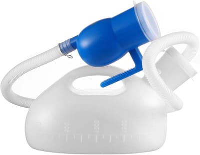 Urinoirfles Heren - Draagbaar Toilet - Noodgevallen Gebruik - Met Lange Buis - 2 Liter - Grijs
