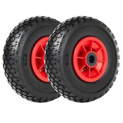 DnA® Kruiwagenwiel - Kruiwagenwiel Anti Lek - Steekwagenband 2x 3.00-4 - Kruiwagens - Zwart/Rood - 30cm x 30cm x 10cm