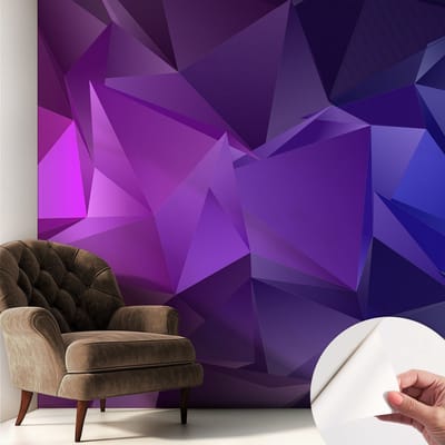 Coloray Zelfklevend Behang - Paarse driehoeken Stickerbehang op rol - 250x250 cm - Paars Zelfklevend Behang - Voor de slaapkamer, woonkamer en kantoor - Peel-and-stick techniek - Zelfklevend fotobehang