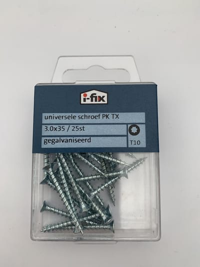 Universele schroef PK TX 3x 35mm 25 stuks gegalvaniseerd