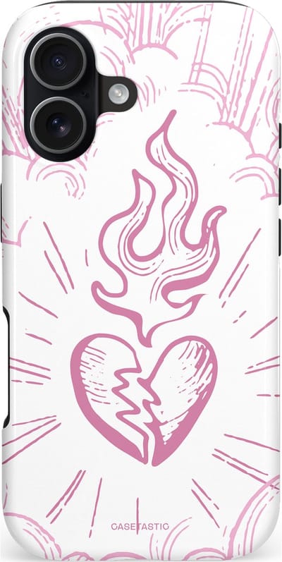Casetastic hoesje geschikt voor Apple iPhone 17 - MagSafe - Dubbellaagse bescherming - Roze Liefdesvlam - Fashion Case - Wit Lichtroze