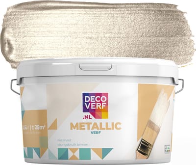 Decoverf metallic verf zilvergrijs, 2.5L