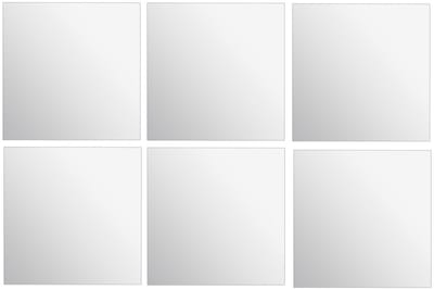 5Five Plak spiegel tegels - 6x stuks - glas - zelfklevend - 40 x 40 cm - vierkant - muur/deur/wand