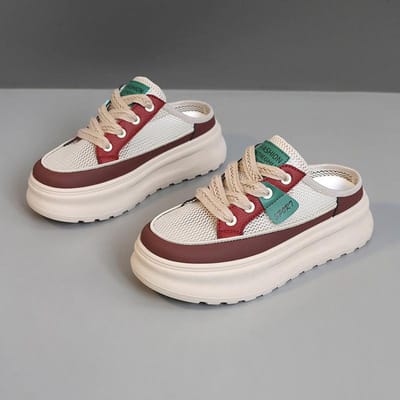 Nieuwe Semi-torque Damesschoenen Zomer Casual Mesh Ademende Slippers Slanke Dunne zool Schoenen Veelzijdig 38 gray