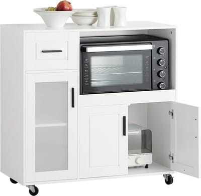 Magnetronkast - Keukenkast - Keukenrek Staand - Ovenkast - 89 x 40 x 89 cm - Organizers - Dubbele Draagplank - Aanrecht Organiser - Wit