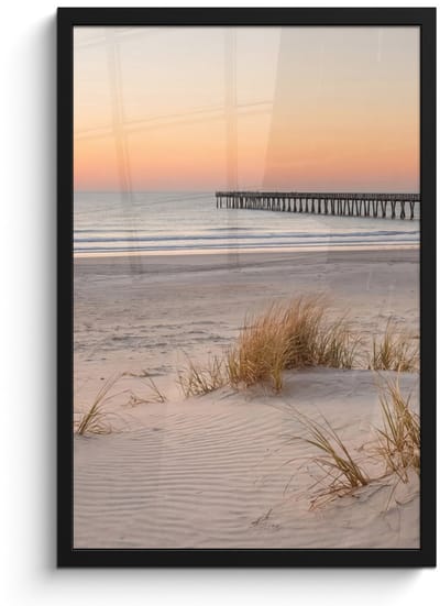 Poster in lijst - Fotolijst 40x60 cm - Posters - Pier - Zonsondergang - Strand - Posterlijst zwart - Decoratie - Wanddecoratie woonkamer - Muurdecoratie slaapkamer