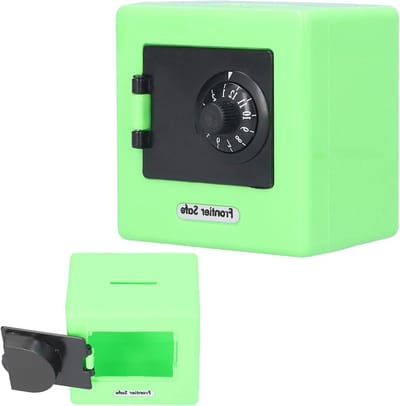 Kinderkluisje - Spaarpot Geldkistje - Geld Leren Sparen - Simulatie Kluis Gecodeerd Slot - 9.4 X 9.4 X 4.5cm - Groen