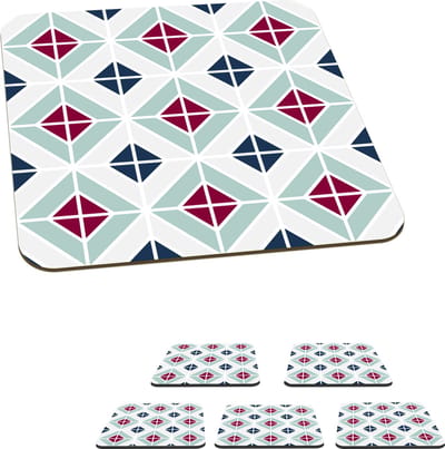 Onderzetters voor glazen - Patronen - Tegel - Abstract - 10x10 cm - Glasonderzetters - 6 stuks