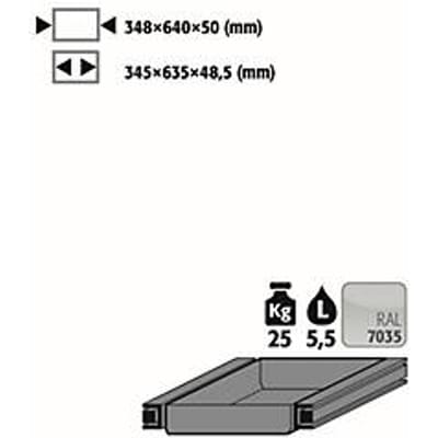 Standaard uittrekbaar plateau voor asecos veiligheidskasten van de serie S90, plaatstaal, lichtgrijs, B 348 x D 640 x H 50 mm, 5,5 l, tot 25 kg