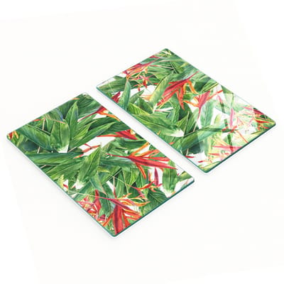 Decoratieve snijplanken van gehard glas met bloemenpatroon, 2x30x52 cm