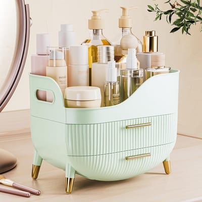 Unyqoos ® Stijlvolle en Ruime Make-up Organizer met Dubbele Lades voor Badkamer en Kaptafel