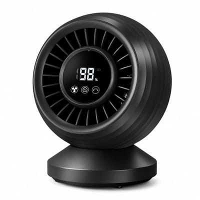 Draadloze Tafelventilator - Zeer Stil 22dB - 3D Turbo Air-circulator met 8000 mAh Accu - Ventilator met LED Touch Display en 120° Oscillatie - 8 Snelheden & Timer - Zwart