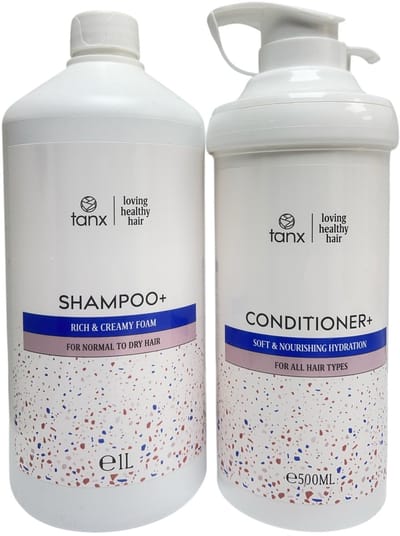 TANX Professonal Rich & Creamy Foam Shampoo+ 1000 ml met pomp + Conditioner 500 ml met pomp Soft & Nourishing Hydratation By Paris