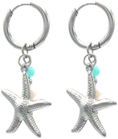RVS Oorbellen - Zeester - 3.5x1.5cm - Zilver - dames - zomers - trendy - hip