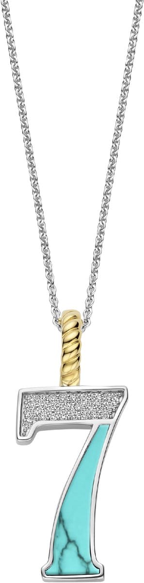 TI SENTO Dames Hanger - 925 zilver - Cijfer 7 - Turquoise - 6841TQ_7