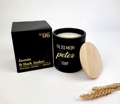 Geurkaars in glas - Geurkaarsen geschenkset - Peter vragen - Wil jij mijn peter zijn - Peter - Geurkaars in pot - Geurkaars - ZWART