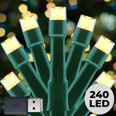 Lomera Kerstboomverlichting - Kerstverlichting - Kerstlampjes Usb-Aansluiting - 240 LED - Warm Wit Licht - Binnengebruik - 18 Meter Lengte - Decoratieve Verlichting - Sfeerverlichting - LED Lampjes - Lange Levensduur - Feestverlichting