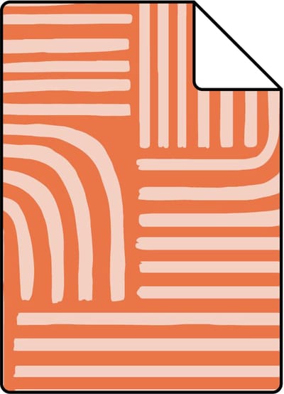 Proefstaal ESTAhome behang grafisch 3D motief oranje - 26.5 x 21 cm - 131698-S