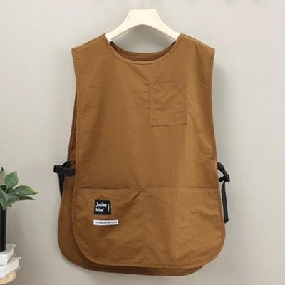 Tablier Imperméable Couleur Unie Style Gilet Pour Cuisinier Chef Et Serveurs marron
