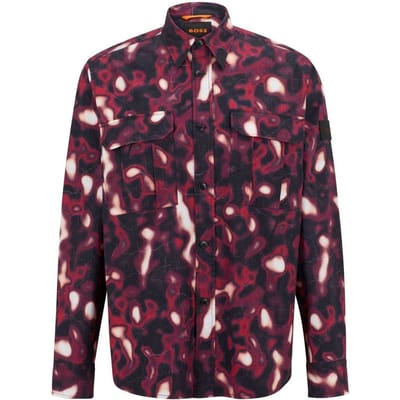 Boss Heren Abstract Shirt Met Lange Mouwen (Medium Roze)