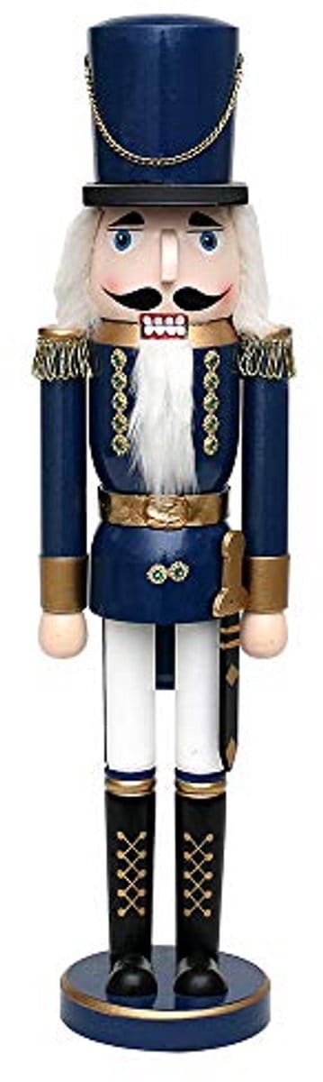 Prachtige notenkraker soldaat blauw metallic 50 cm