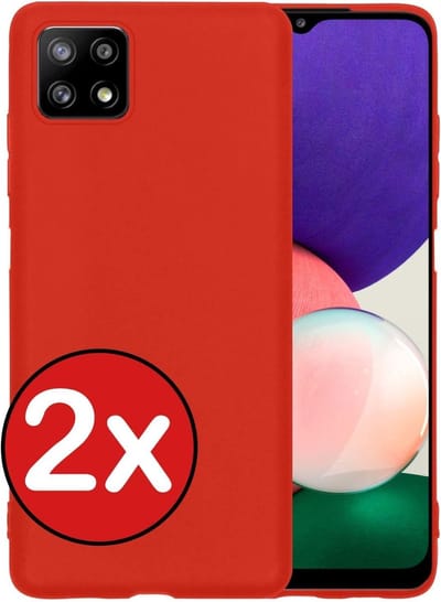 Hoesje - 2 Stuks - Geschikt voor Samsung Galaxy A22 5G - Sterk & Shockproof - Telefoonhoes - Back Cover - Case Siliconen - Telefoon Hoes - Rood