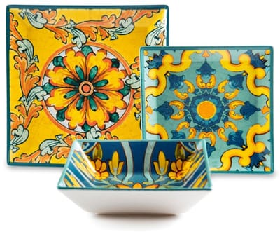 Excelsa Italiaans Design Servies 18-delig Trinacria – Veelkleurig – Keramiek – Siciliaans Design - dinerbord ontbijtbord kom