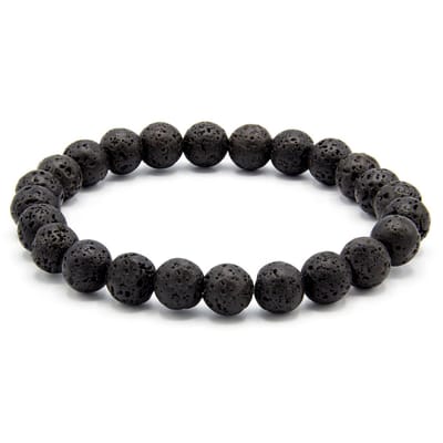 Victorious Natuurstenen Kralen Armband – Heren Armband – Dames Armband – Lavasteen Zwart – 18cm
