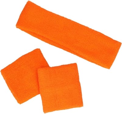 4 Sets zweetbandjes - haarband - 2 polsbandjes, 1 hoofdband - neon oranje - EK WK voetbal - Olympische spelen - Nederlands Elftal - Festival - Beach party - fout feest