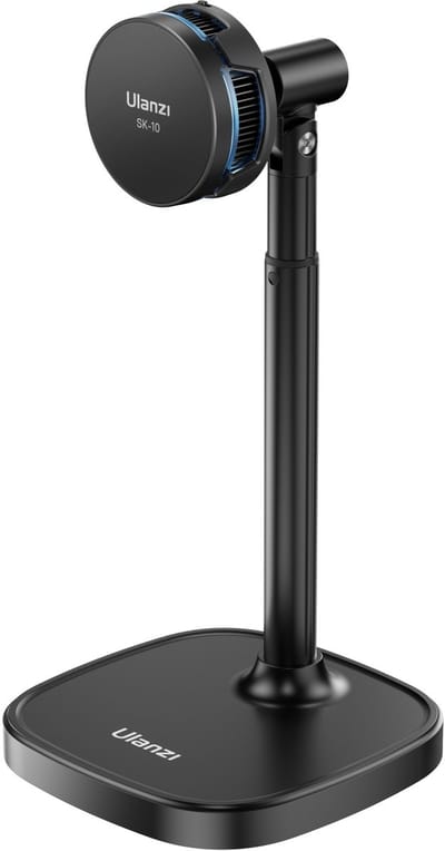 Ulanzi SK-10 Tafelstandaard voor smartphone met draadloos opladen en cooling fan - 3 in 1 oplader - Tafelstatief voor smartphone, draadloos oplader en koeling - Ideaal voor streaming - Zwart