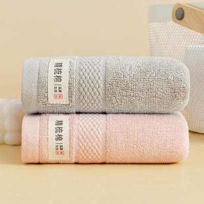 Volledig Katoen Absorberend Zacht Baden Huishoudelijk Handdoek Puur Katoen Gezichtsreiniging Volwassene Dikke Borduurwerk 74*32cm gray