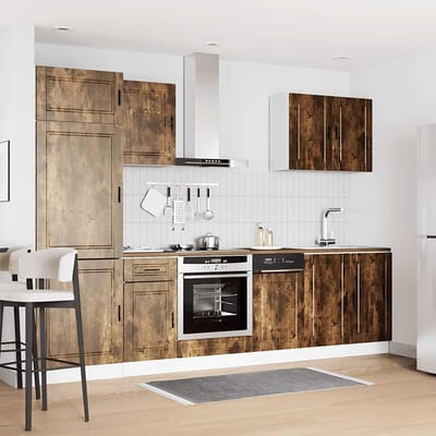 vidaXL - 7-delige - Keukenkastenset - Porto - bewerkt - hout - gerookt - eiken