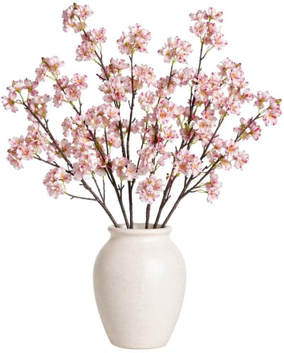 Mica Decorations Kunstbloem Bloesem Floral - 4x - H106 cm - lichtroze - kunststof - stelen kunstbloemen - boeket - bloemetjes