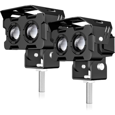 2 Stuks Motorfiets Spotlights Motorfiets LED Rijmistlampen Wit en Amber LED Spotlights 120W 2pcs gray