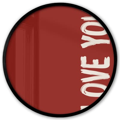 Poster in lijst Rond - Fotolijst 40x40 cm - Posters - Schuin - Loveyou - Rood - Ronde posterlijst zwart - Decoratie - Wanddecoratie woonkamer - Muurdecoratie slaapkamer