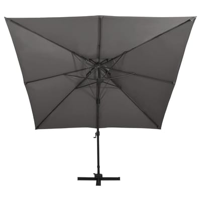 vidaXL - Zweefparasol - met - dubbel - dak - 300x300 - cm - antracietkleurig