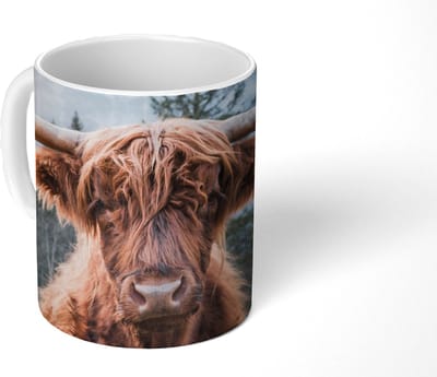 Mok - Koffiemok - Schotse hooglander - Koe - Dieren - Berg - Natuur - Mokken - 350 ML - Beker - Koffiemokken - Theemok