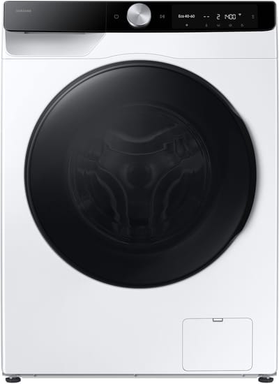 Samsung WD90DG6G94BKU4, Voorlader, Vrijstaand, Wit, Links, Zwart, Draaiknop, Touch